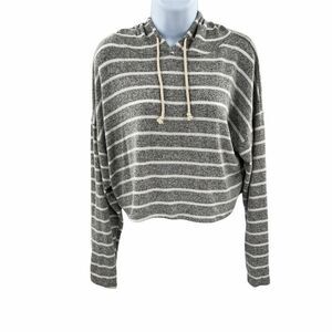 Caution to the Wind Striped Cropped Hoodie S